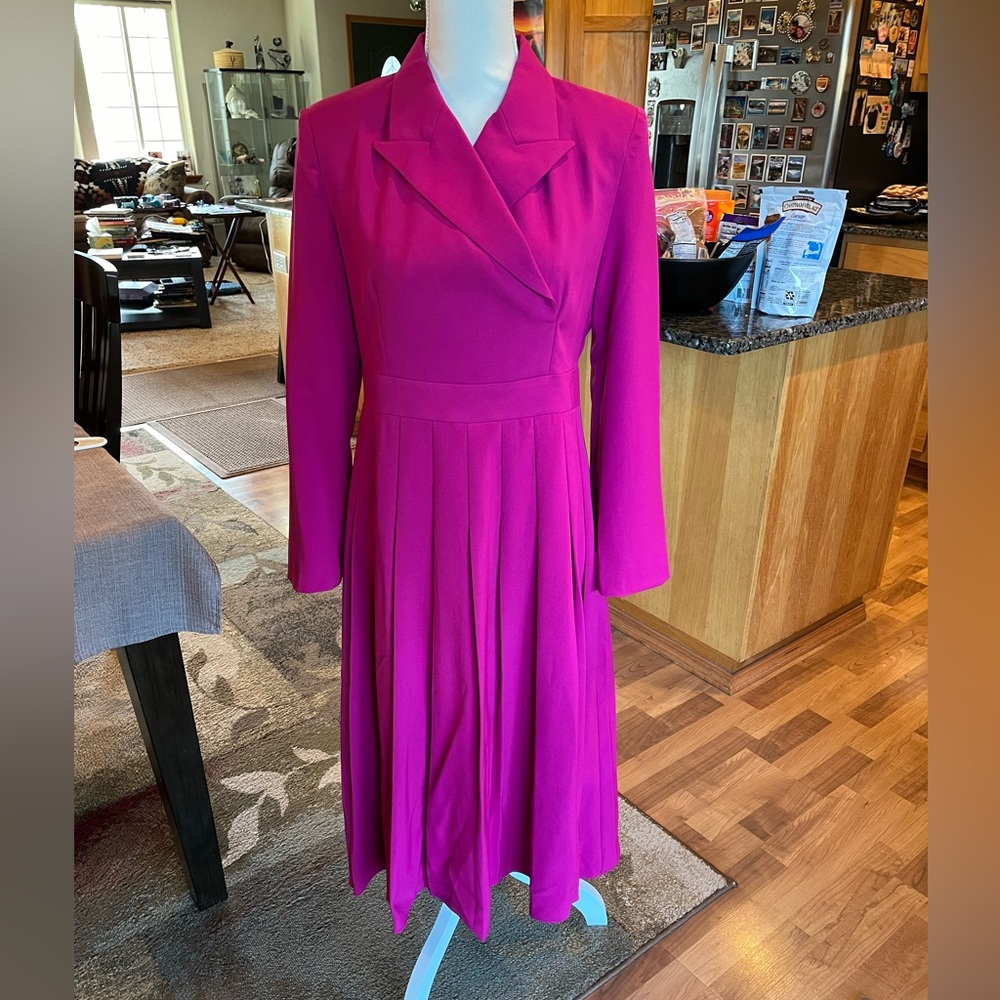 Coat Dress with Pleated Skirt Inspired by Princess Kate